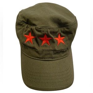 RARE Dixie Chicks Star Embroidered Military Style Cap Hat Green Orange Y2K S